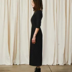 Ali GoldenKnit Pleated Skirt - Black 14 Ali GoldenKnit Pleated Skirt - Black -Outlet Lustro Wear Store Ali Golden Knit Pleated Skirt Black 20231027124328