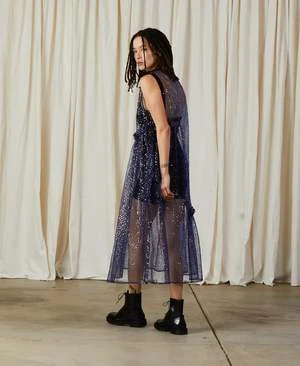 Ali GoldenRuffle Dress - Stary Night 2 Ali GoldenRuffle Dress - Stary Night - Image 2