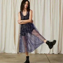 Ali GoldenRuffle Dress - Stary Night 6 Ali GoldenRuffle Dress - Stary Night -Outlet Lustro Wear Store Ali Golden Ruffle Dress Stary Night 20230930223007 2