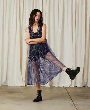 Ali GoldenRuffle Dress - Stary Night 3 Ali GoldenRuffle Dress - Stary Night - Image 3