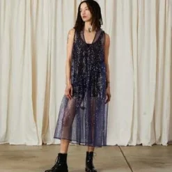 Ali GoldenRuffle Dress - Stary Night