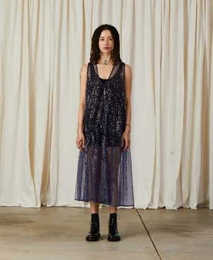 Ali GoldenRuffle Dress - Stary Night 4 Ali GoldenRuffle Dress - Stary Night - Image 4