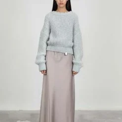 AMOMENTOAmomento Silky Long Skirt - Beige