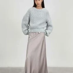 AMOMENTOAmomento Silky Long Skirt - Beige 16 AMOMENTOAmomento Silky Long Skirt - Beige -Outlet Lustro Wear Store Amomento Silky Long Skirt Beige 20230826003829 3