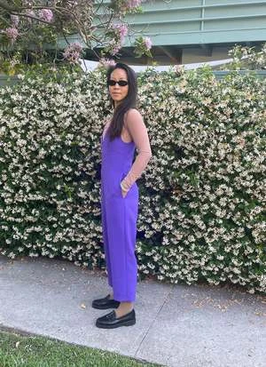 KAAREMAzalea V Neck High-Waisted Pocket Onesie - Light Purple 3 KAAREMAzalea V Neck High-Waisted Pocket Onesie - Light Purple - Image 3