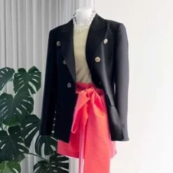 BERNADETTEShort Bernard Skirt - Poppy Red Taffeta