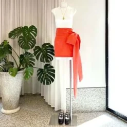 BERNADETTEShort Bernard Skirt - Poppy Red Taffeta -Outlet Lustro Wear Store BERNADETTE Short Bernard Skirt Poppy Red Taffeta 20230228190325