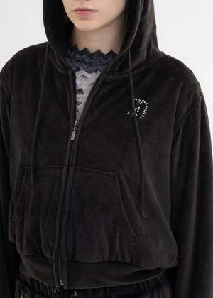 DoubletVELOUR TRACK JACKET - BLACK 4 DoubletVELOUR TRACK JACKET - BLACK - Image 4