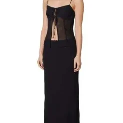 NIACrinkle Chiffon Maxi Skirt - Black -Outlet Lustro Wear Store Black Crinkle Chiffon Maxi Skirt 20230714212335 2