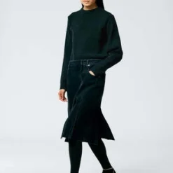 TibiDenim Paneled Skirt - Black