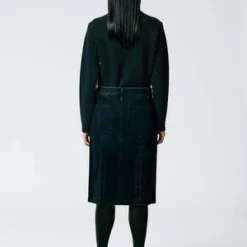 TibiDenim Paneled Skirt - Black -Outlet Lustro Wear Store Black Denim Paneled Skirt 20230910022729 1