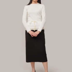 By SigneBlack/White Frill Skirt - Black