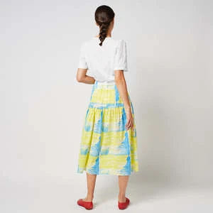 Bobo ChosesWomens Pearl Nacre Pattern Flared Skirt - Yellow/Blue 3 Bobo ChosesWomens Pearl Nacre Pattern Flared Skirt - Yellow/Blue - Image 3