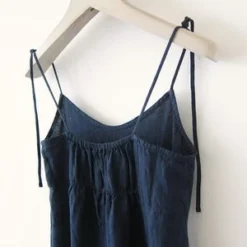 By Basicslinen Strap Dress - Indigo -Outlet Lustro Wear Store By Basics linen strap dress indigo 20230617162729 1