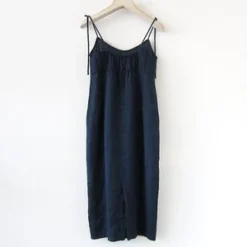 By Basicslinen Strap Dress - Indigo -Outlet Lustro Wear Store By Basics linen strap dress indigo 20230617162729