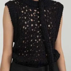 AMOMENTOCROCHET VEST - BEIGE/Black -Outlet Lustro Wear Store CROCHET VEST 20230901210340 2