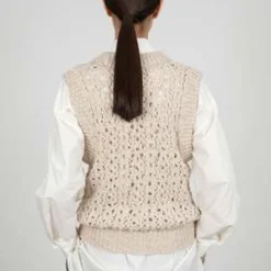 AMOMENTOCROCHET VEST - BEIGE/Black -Outlet Lustro Wear Store CROCHET VEST 20230901210341 3