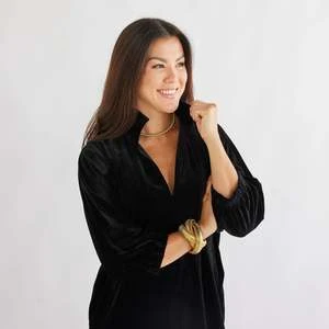 Caryn LawnBetsy Collar Velvet Dress - Black 2 Caryn LawnBetsy Collar Velvet Dress - Black - Image 2