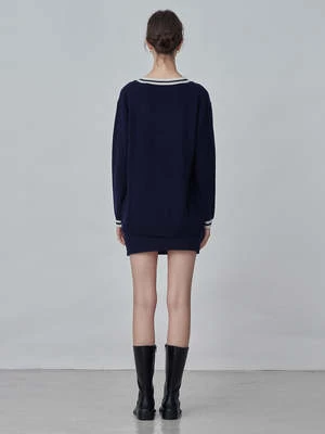 PureCashmere NYCCashmere Mini Skirt - Navy 3 PureCashmere NYCCashmere Mini Skirt - Navy - Image 3