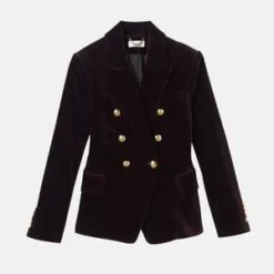 A.L.C.Chelsea Velvet Tailored Jacket - Chocolate Plum