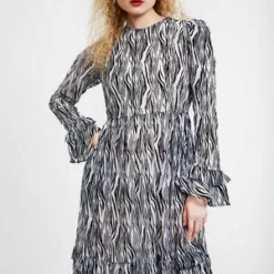 BATSHEVACollarless Prairie Dress - Flocked Zebra