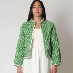 ConiferReversible Quilted Jacket - Natural/Green Floral Print -Outlet Lustro Wear Store Conifer Reversible Quilted Jacket Natural 20230429185516 1