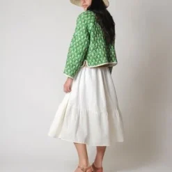 ConiferReversible Quilted Jacket - Natural/Green Floral Print -Outlet Lustro Wear Store Conifer Reversible Quilted Jacket Natural 20230429185517