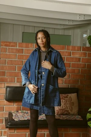 CarleenConstance Jacket - Western Denim With Green Stitching 3 CarleenConstance Jacket - Western Denim With Green Stitching - Image 3