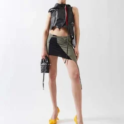 OttolingerDeconstructed Mini Skirt - Scuba Olive -Outlet Lustro Wear Store DECONSTRUCTED MINI SKIRT SCUBA OLIVE 20230602194051
