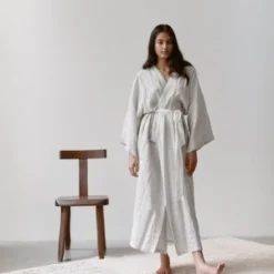 Deiji StudiosThe 02 Full Length Robe - Pinstripe