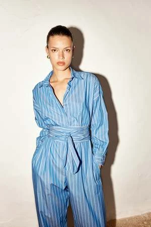 DATURAStriped Ren Jumpsuit - Egyptian Blue 2 DATURAStriped Ren Jumpsuit - Egyptian Blue - Image 2