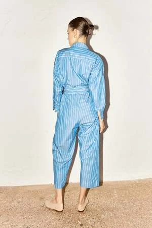 DATURAStriped Ren Jumpsuit - Egyptian Blue 4 DATURAStriped Ren Jumpsuit - Egyptian Blue - Image 4