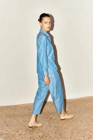 DATURAStriped Ren Jumpsuit - Egyptian Blue 6 DATURAStriped Ren Jumpsuit - Egyptian Blue - Image 6