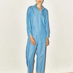 DATURAStriped Ren Jumpsuit - Egyptian Blue 10 DATURAStriped Ren Jumpsuit - Egyptian Blue -Outlet Lustro Wear Store Egyptian Blue Striped Ren Jumpsuit 20230629183306