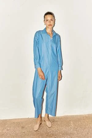 DATURAStriped Ren Jumpsuit - Egyptian Blue 5 DATURAStriped Ren Jumpsuit - Egyptian Blue - Image 5