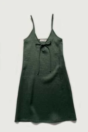 Eliza FaulknerLinen Slip Dress - Forest Green 7 Eliza FaulknerLinen Slip Dress - Forest Green - Image 7
