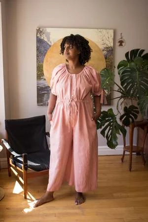 Eliza FaulknerRamona Jumpsuit - Pink Linen 2 Eliza FaulknerRamona Jumpsuit - Pink Linen - Image 2