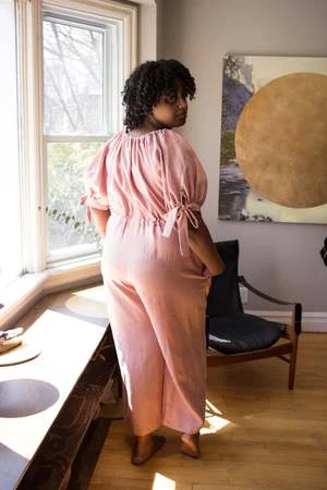 Eliza FaulknerRamona Jumpsuit - Pink Linen 3 Eliza FaulknerRamona Jumpsuit - Pink Linen - Image 3