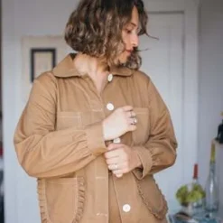 Eliza FaulknerWork Jacket - Toffee Brown Twill -Outlet Lustro Wear Store Eliza Faulkner Work Jacket Toffee Brown Twill 20230225004956 1