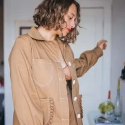 Eliza FaulknerWork Jacket - Toffee Brown Twill -Outlet Lustro Wear Store Eliza Faulkner Work Jacket Toffee Brown Twill 20230225004957
