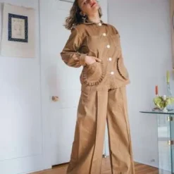 Eliza FaulknerWork Jacket - Toffee Brown Twill -Outlet Lustro Wear Store Eliza Faulkner Work Jacket Toffee Brown Twill 20230225004958