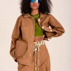 Eliza FaulknerWork Jacket - Toffee Brown Twill -Outlet Lustro Wear Store Eliza Faulkner Work Jacket Toffee Brown Twill 20230225004959 1