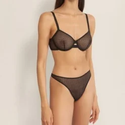 Else Honeycomb Underwired Bra - Black