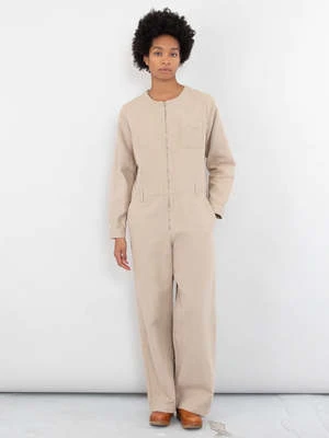 Folk ClothingCollarless Zip Jumpsuit - Clay 2 Folk ClothingCollarless Zip Jumpsuit - Clay - Image 2