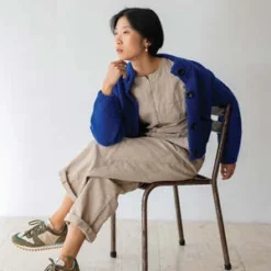 Folk ClothingCollarless Zip Jumpsuit - Clay