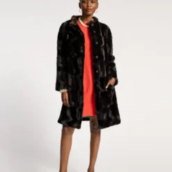 Frances ValentineDame Coat Ripple Faux Fur - Black/Brown
