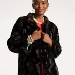 Frances ValentineDame Coat Ripple Faux Fur - Black/Brown -Outlet Lustro Wear Store Frances Valentine Dame Coat Ripple Faux Fur Black Brown 20231026201729 2