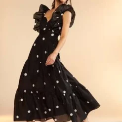 CYNTHIA ROWLEYGabriella Ruffle Dress - Black/White