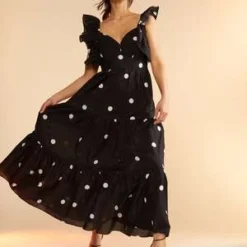 CYNTHIA ROWLEYGabriella Ruffle Dress - Black/White -Outlet Lustro Wear Store Gabriella Ruffle Dress 20230803173729 1