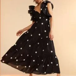 CYNTHIA ROWLEYGabriella Ruffle Dress - Black/White -Outlet Lustro Wear Store Gabriella Ruffle Dress 20230803173729 2